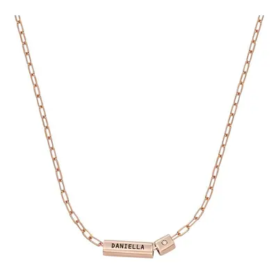 Modern Tube Necklace with Diamonds in 18ct Rose Gold Plating