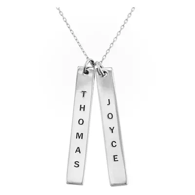 Engraved Vertical Bar Necklace in 10ct Solid White Gold