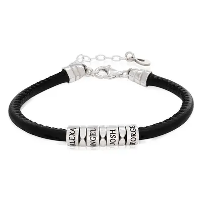 The Vegan-Leather Bracelet with Sterling Silver Beads