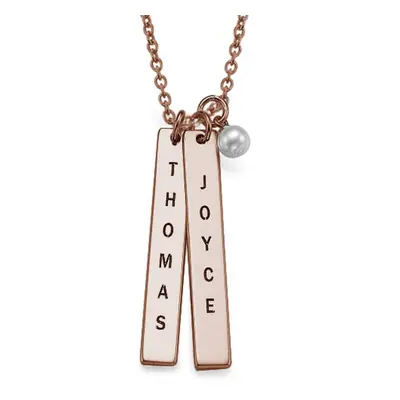 Engraved Vertical Bar Necklace in 18ct Rose Gold Plating