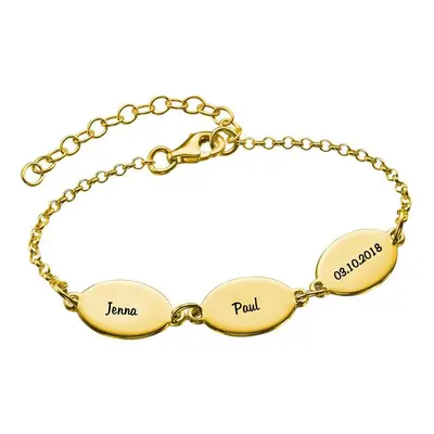 Mum Bracelet with Kids Names in 18ct Gold Plating