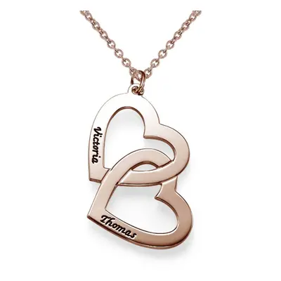 Heart in Heart Engraved Necklace in 18ct Rose Gold Plating