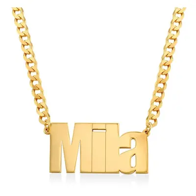 Large Gourmet Chain Name Necklace in 18ct Gold Plating