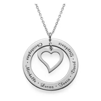 Love My Family Necklace with Engravings in Sterling Silver