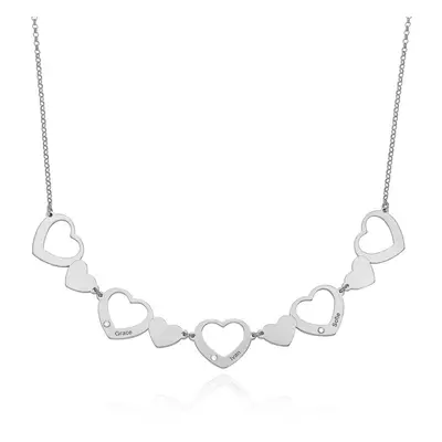 Multi-Heart Diamond Necklace in Sterling Silver