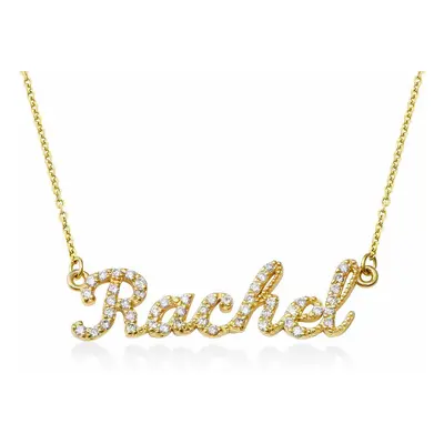 Pave Name Necklace with Cubic Zirconia in 14ct Gold