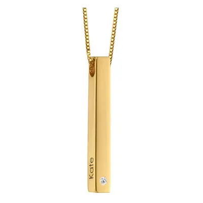 Totem 3D Bar Necklace with Diamond in 18ct Gold Vermeil