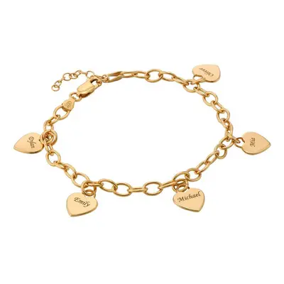 Link Bracelet with Heart Charms in 18ct Gold Plating