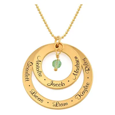 Grandma Necklace with Egravings and Birthstone in 18ct Gold Vermeil