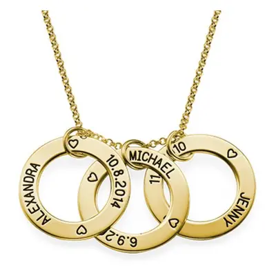 Engraved Family Circle Necklace - Gold Plated