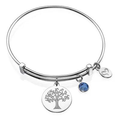 Bangle Bracelet with a Family Tree Charm