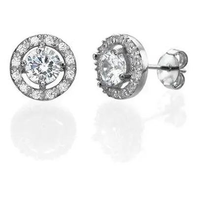 Circle Cubic Zirconia Stud Earrings in Sterling Silver