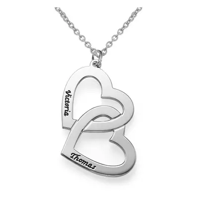 Heart in Heart Engraved Necklace in Sterling Silver