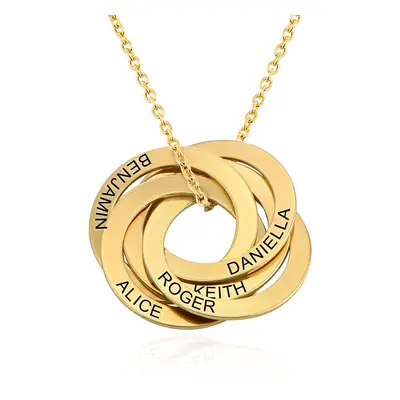 Russian Ring Necklace with 5 Rings in 18ct Gold Plating