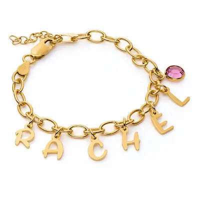 Letter Charm Bracelet for Girls in 18ct Gold Plating