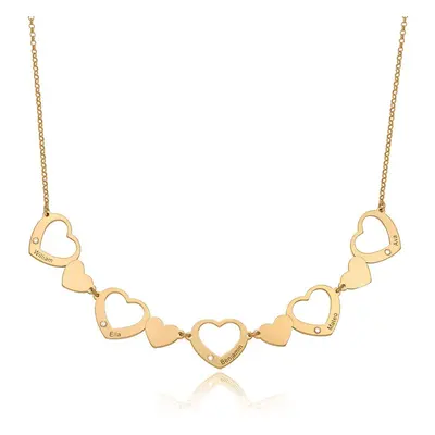 Multi-Heart Diamond Necklace in 18ct Gold Plating