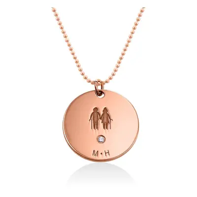 Family / Mum Initial Necklace with Diamond in 18ct Rose Gold Plating