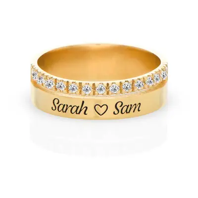 Sofia Double Band Ring with 0.15ct Diamonds in 18ct Gold Plating