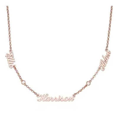 Heritage Multiple Name Necklace with Diamonds in 18ct Rose Gold Plating