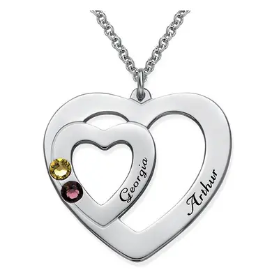 Double Heart Necklace with Birthstones