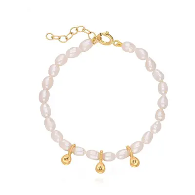 Initial Pearl Anklet in Gold Plating