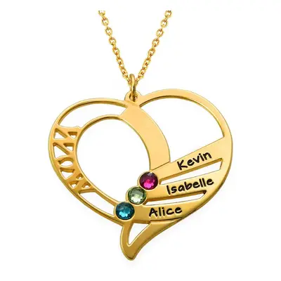 Engraved Mum Birthstone Necklace in 18ct Gold Plating