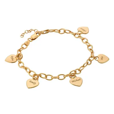 Link Bracelet with Heart Charms in 18ct Gold Vermeil