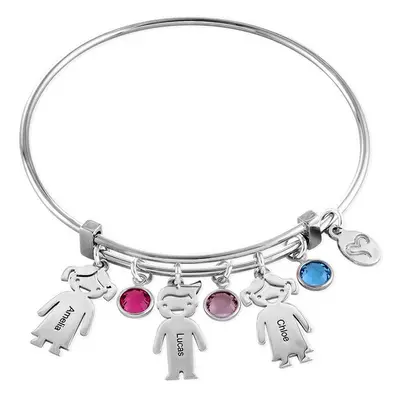 Bangle Bracelet with Kids Charms