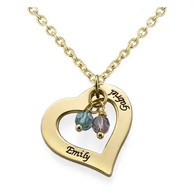 18ct Gold Plated Engraved Necklace with Hollow Heart