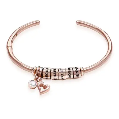 Linda Open Bangle Bracelet with 18ct Rose Gold Vermeil Beads and 0.10ct Diamond