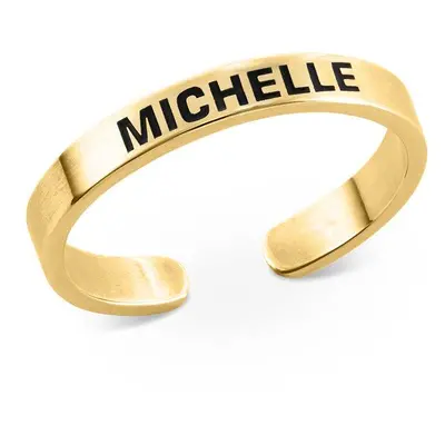 Open Adjustable Engraved Name Ring in Gold Plating