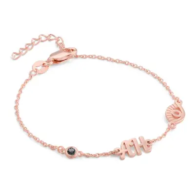 Bridget Evil Eye Initial Bracelet / Anklet with Gemstone in 18ct Rose Gold Plating