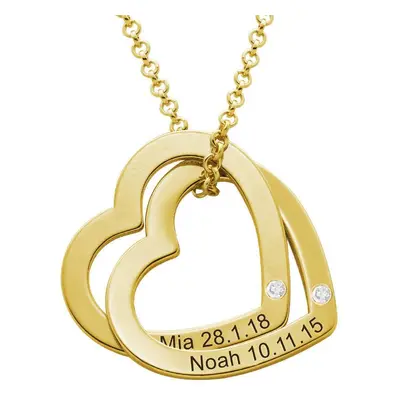 Claire Interlocking Hearts Necklace with Diamonds in 18ct Gold Vermeil