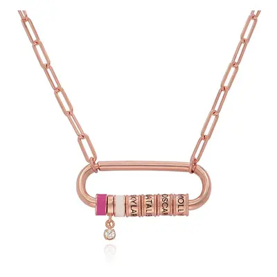 Linda Carabiner Necklace with Diamond in 18ct Rose Gold Plating