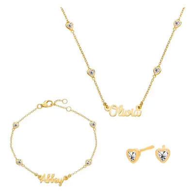 Charli Heart Necklace, Bracelet and Earrings Set in 18ct Gold Plating