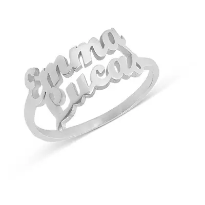 Script Double Name Ring in Sterling Silver