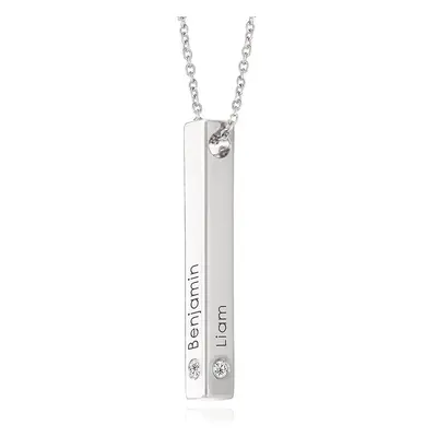 Totem 3D Bar Necklace with Diamonds in Sterling Silver