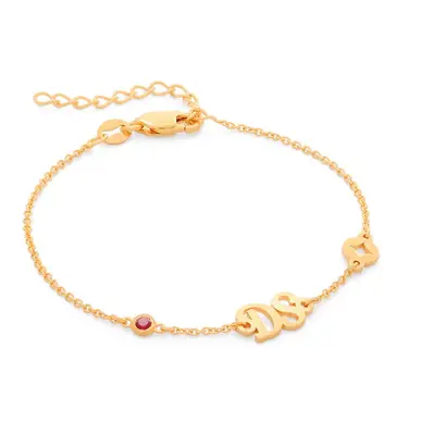 Bridget Star Initial Bracelet / Anklet with Gemstone in 18ct Gold Vermeil