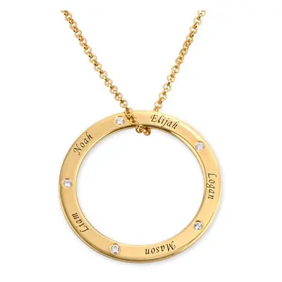 Engraved Family Circle Necklace for Mum in 18ct Gold Plating