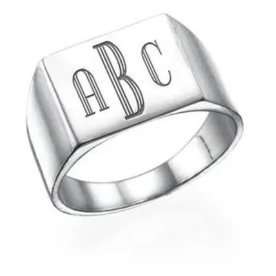 Monogrammed Signet Ring in Silver