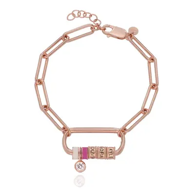 Linda Carabiner Bracelet with 0.25ct Diamond in 18ct Rose Gold Plating