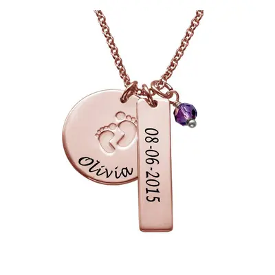 Baby Feet Charm Necklace in 18ct Rose Gold Plating