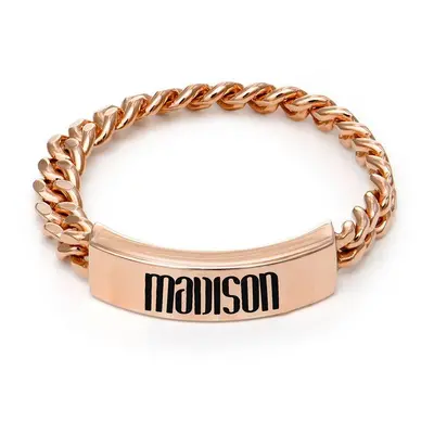 Engraved Name Link Ring in Rose Gold Plating