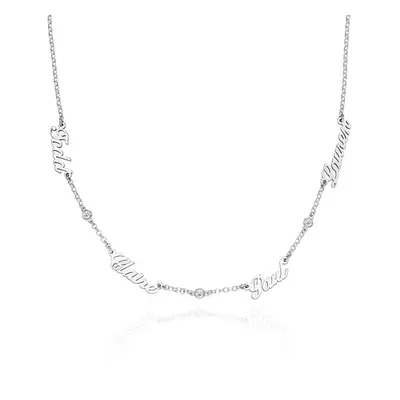 Heritage Multiple Name Necklace with Diamonds in Sterling Silver