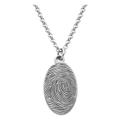 Fingerprint Oval Necklace in Sterling Silver