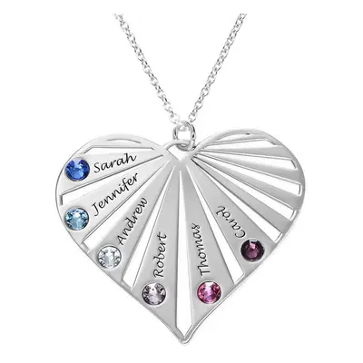 Family Necklace with Birthstones in Premium Silver