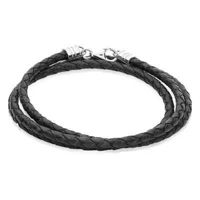 Black Leather Cord for Women in Sterling Silver