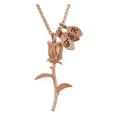 Rose Necklace with Initial charms in 18ct Rose Gold Plating