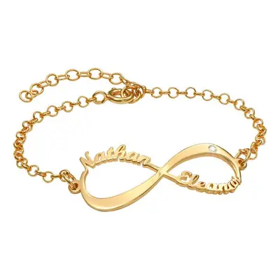 Personalised Infinity Name Bracelet with Diamond in 18ct Gold Vermeil