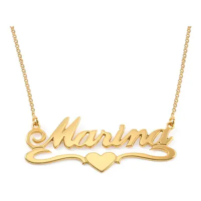 Double Thickness Underline Heart Name Necklace in 18ct Gold Vermeil